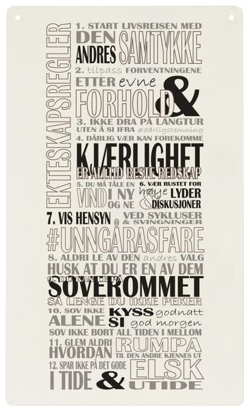 Skilt - Ekteskapsregler